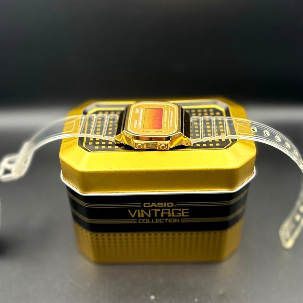 LWS Golden Hour Casio A168XE Vintage Collection Clear Strap Digital 
Mod Watch - Picture 7 of 17